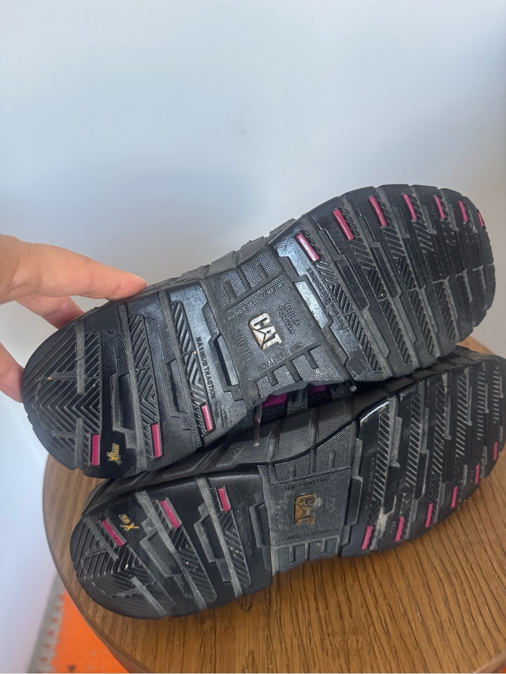 Cat Gray and Pink steel toe shoes Lace-Up Sneakers - Picture 6 of 7